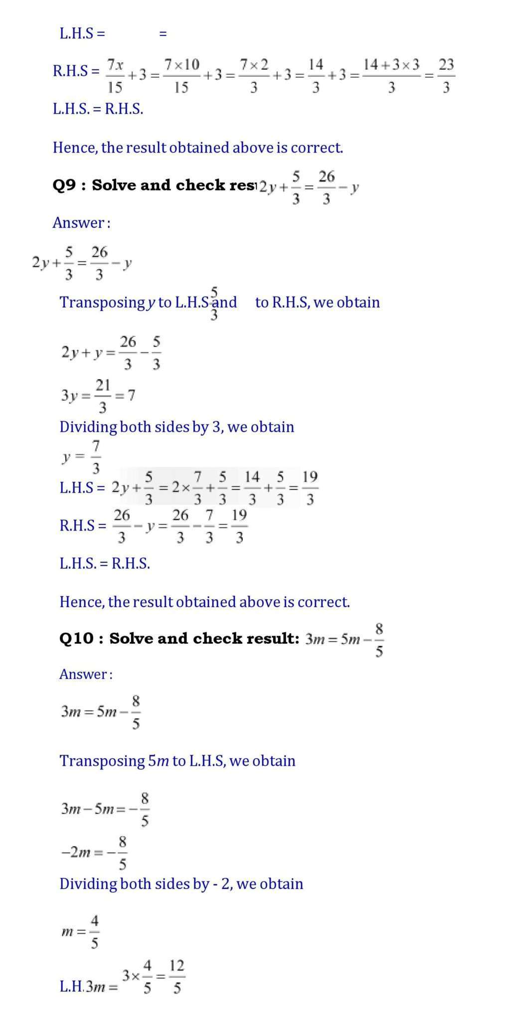 Ch -2 Linear Equation in one Variable - Page wise NCERT Solution (2.3) 5 8th maths chapter 2 Complete page 020 1