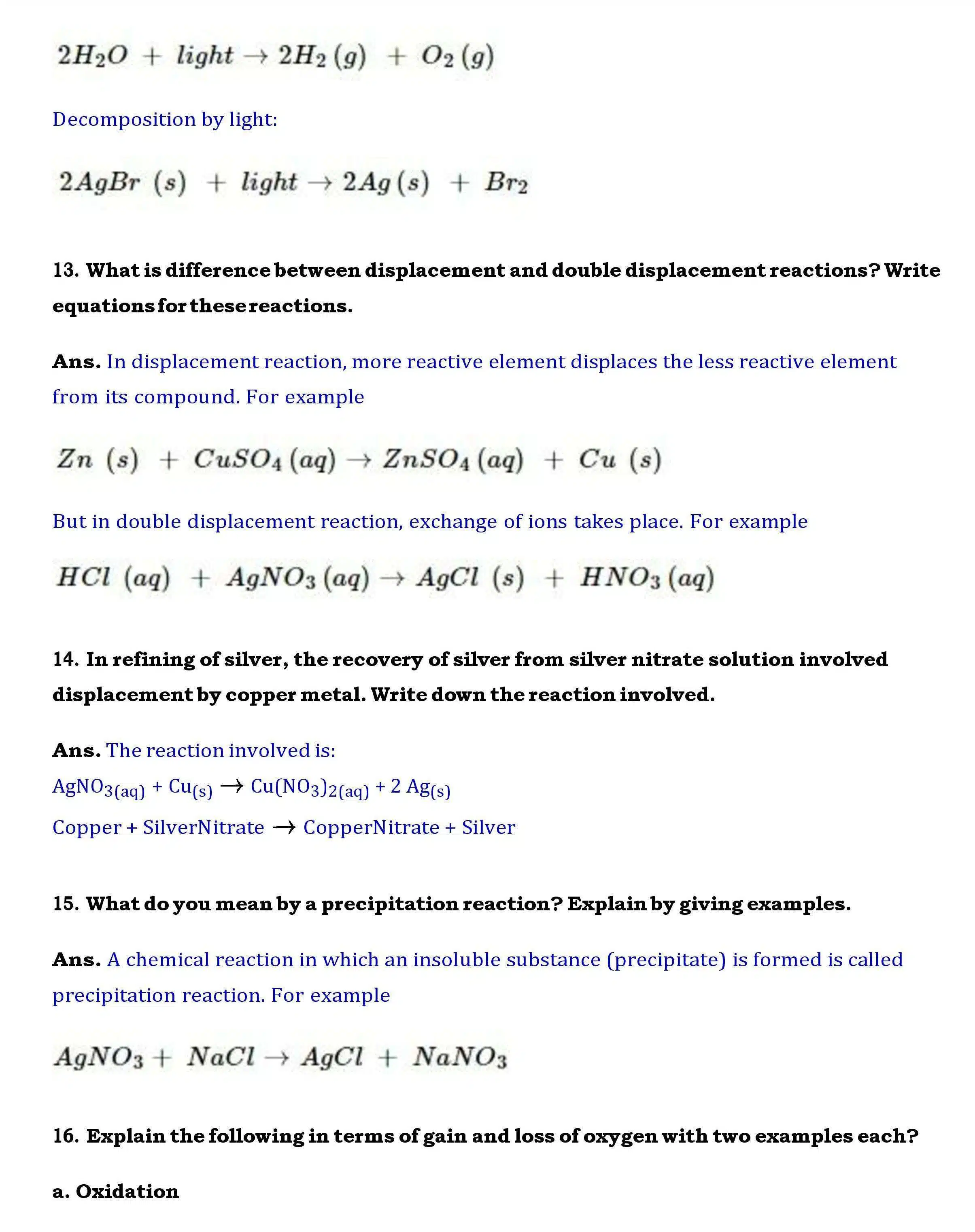 Ch 1 Science Chemical reactions and equations page 009