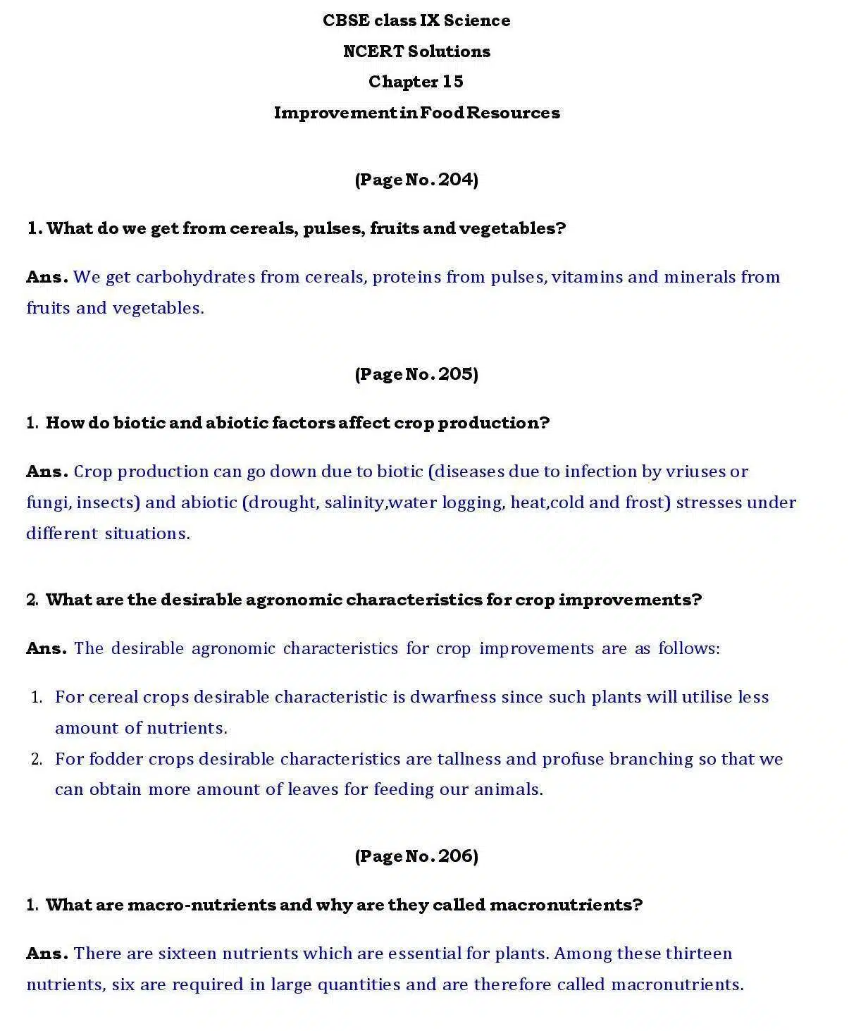 Ch 15 Science Improvement in Food Resources page 001