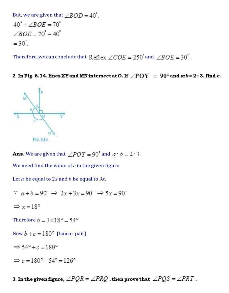 Ch-6 Lines and Angles Page wise NCERT Solution (6.1)