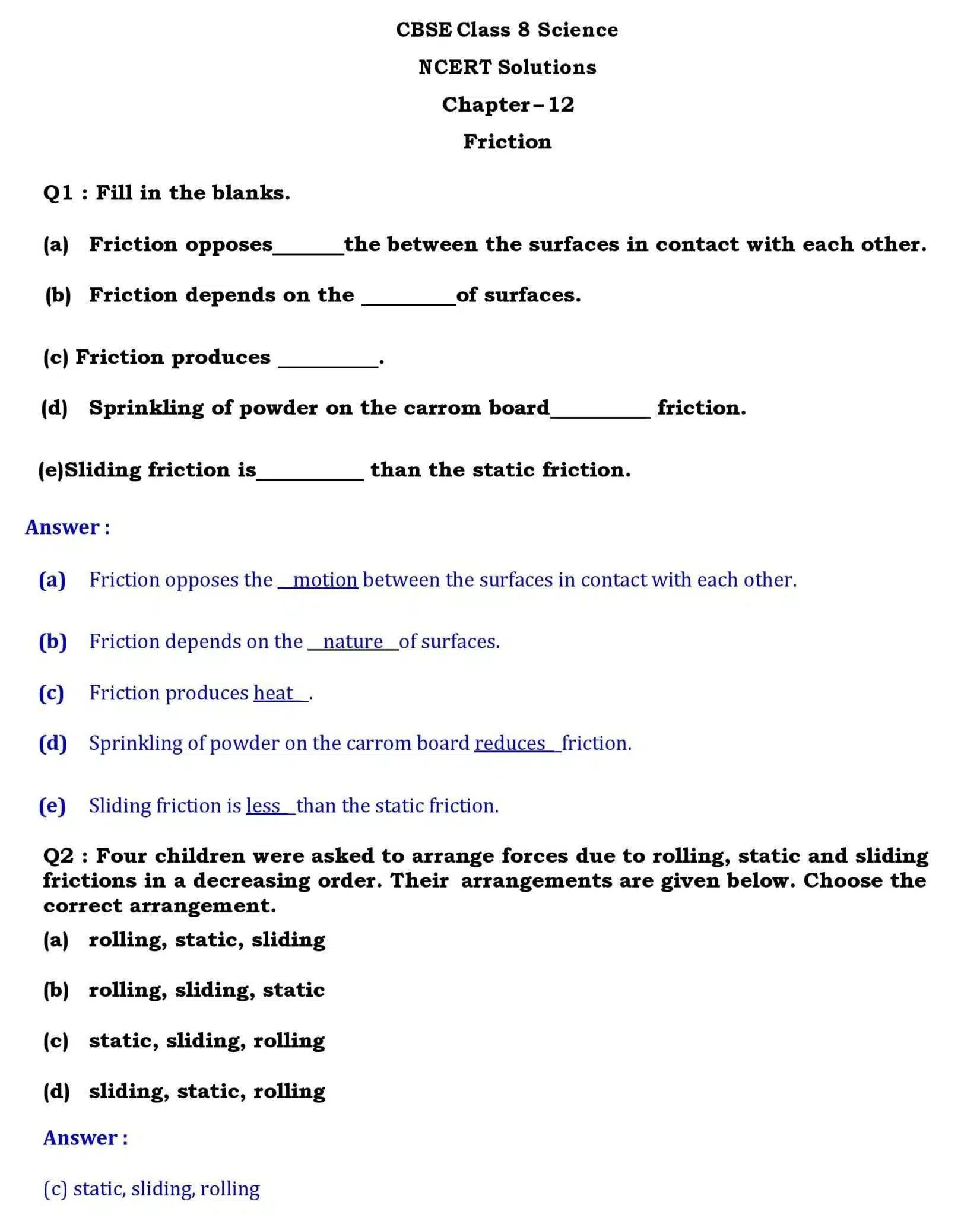 NCERT Solutions for Class 8 Science Chapter 12 page 001