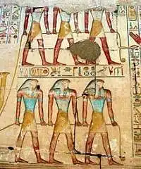 Souls of Pe and Nekhen towing at Ramses Temple in Abydos c edumantra.net