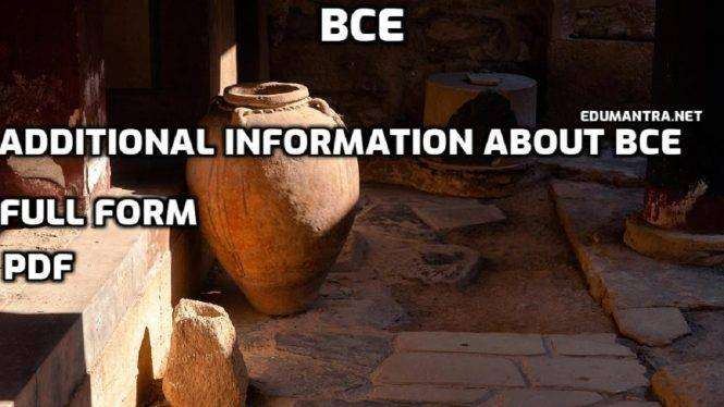 BCE Full-Form BCE Stands For