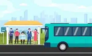 cartoon passengers standing bus stop 74855 6287