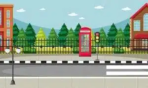 street side scene with red telephone box scene 1308 45338