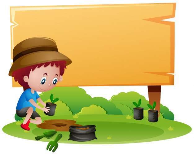 wooden sign template with boy planting tree 1308 4908