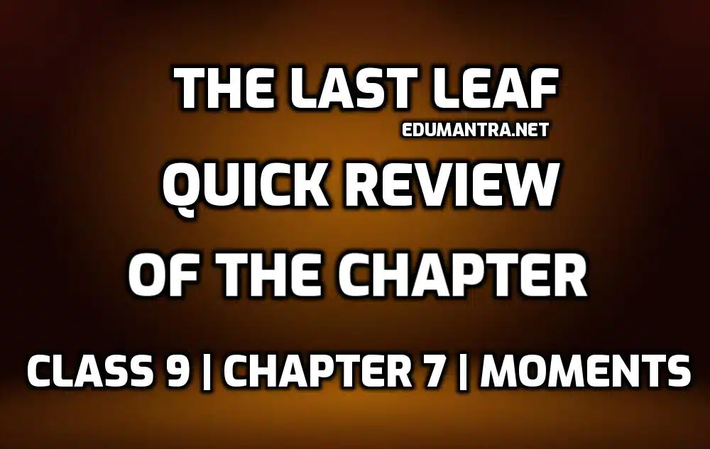 The Last Leaf- Quick Review of the Chapter edumantra.net