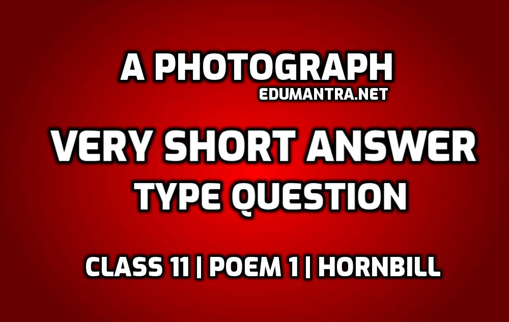 A Photograph- Important Extra Questions- Very Short Answer Type