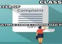 Letter Of Complaint MCQ Class 10 Multiple Choice Download PDF