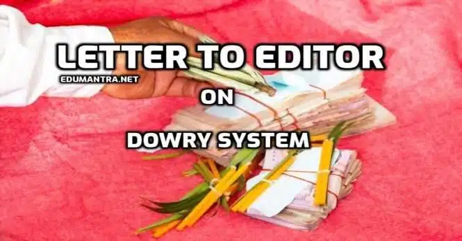 Letter to Editor on Dowry System