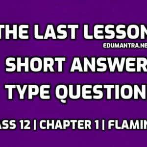 The Last Lesson Short Question Answer edumantra.net