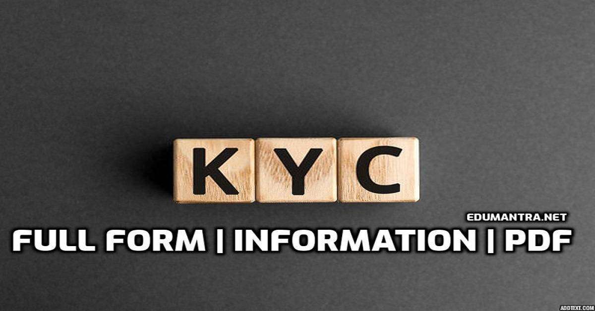 FullForm Of KYC What KYC Means