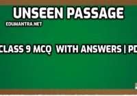 Unseen Passage for Class 9 MCQ with Answers | PDF