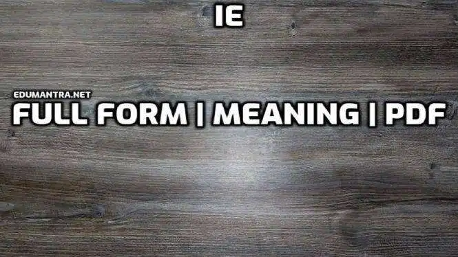IE Full Form in English What is IE