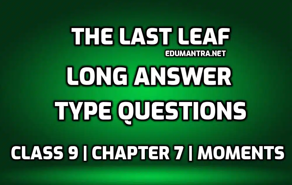 The Last Leaf long answer type questions edumantra.net