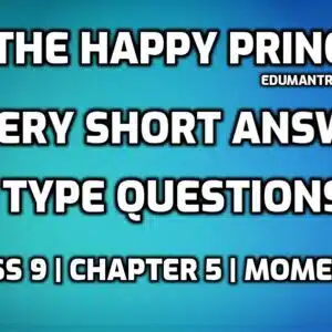 The Happy Prince very short answer type questions
