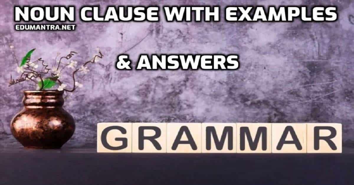 Noun Clause with Examples Answers