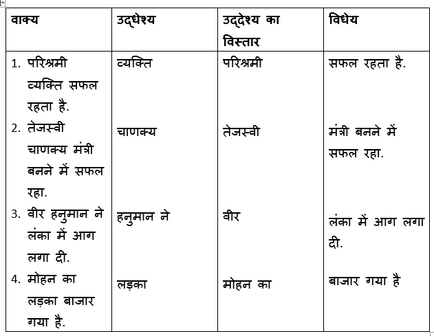 उद्देश्य, उद्देश्य - विस्तार विधेय और विधेय