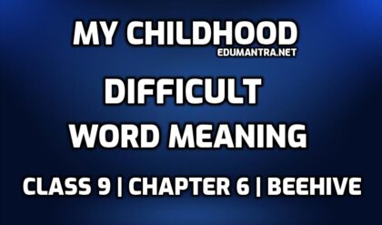 My Childhood Class 9 Word Meaning edumantra.net