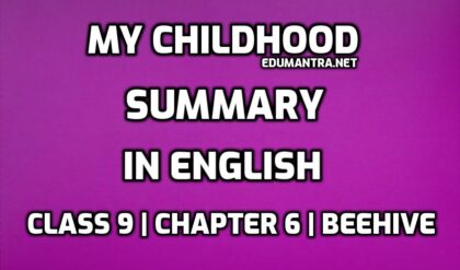 My Childhood Summary in English edumantra.net