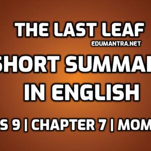 Short Summary of The Last Leaf Class 9 Moments edumantra.net
