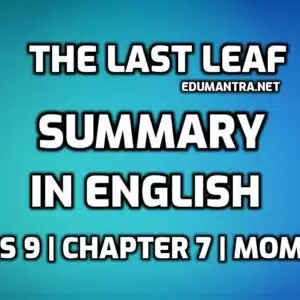 The Summary of The Last Leaf in English edumantra.net
