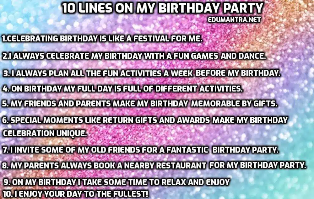 10 Lines on My Birthday Party edumantra