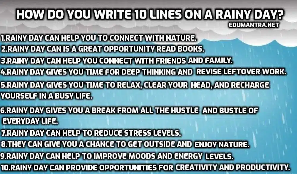 How do you write 10 lines on a Rainy Day edumantra