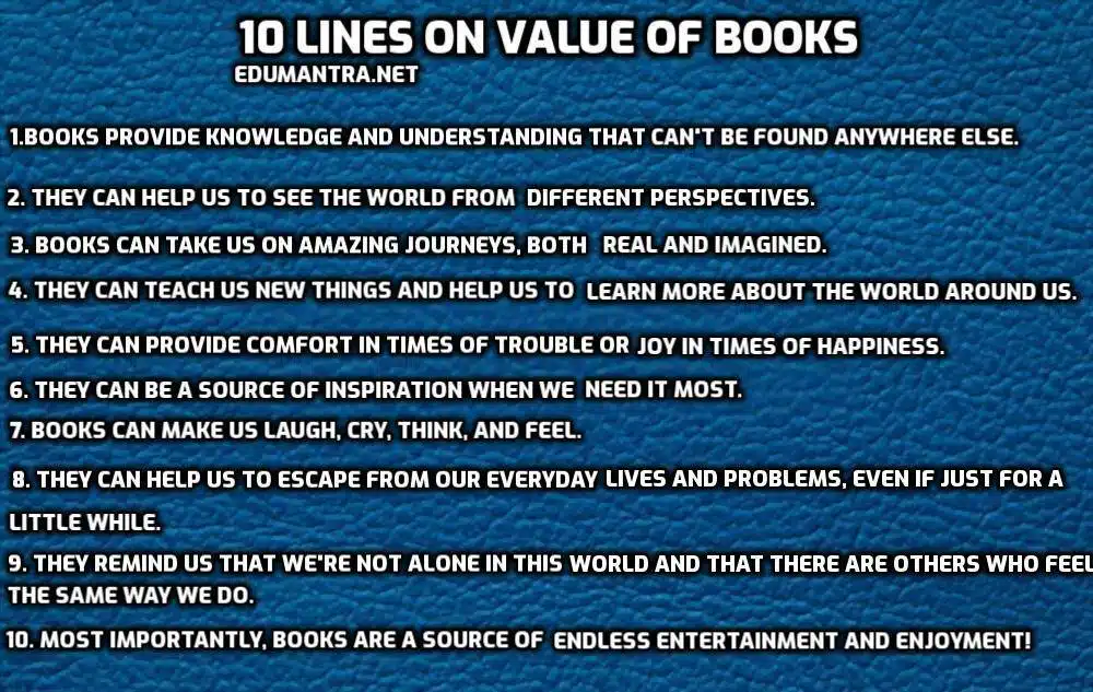  10 Lines on Value of Books edumantra.net