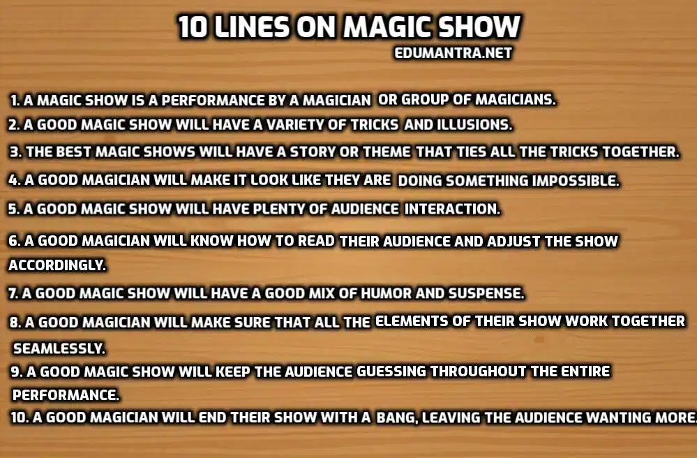 10 lines on Magic Show edumantra.net