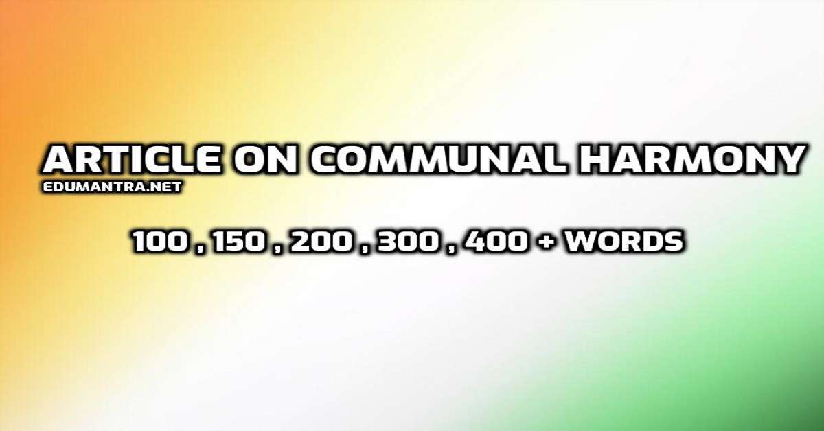 Article on Communal Harmony edumantra.net