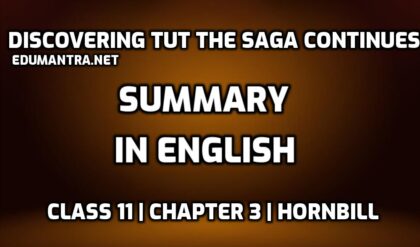 Discovering Tut the Saga Continues Summary in English edumantra.net