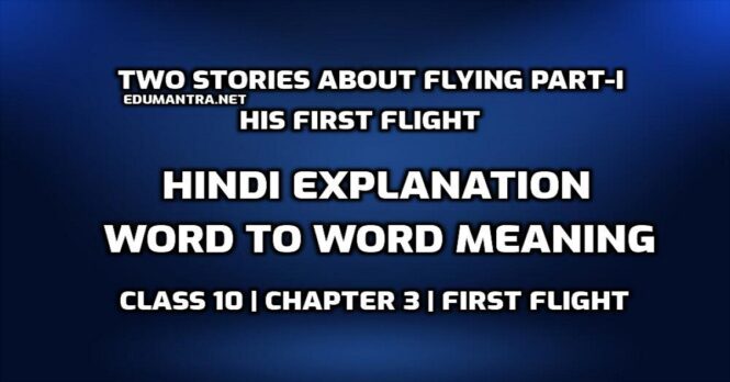 Two Stories About Flying Part-I Hindi Explanation edumantra.net