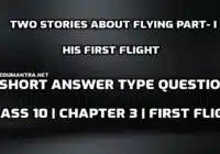 Two Stories About Flying Part-I His First Flight Short Answer Type Question edumantra.net