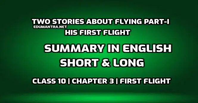 Two Stories About Flying Part-I His First Flight Summary Class 10 pdf edumantra.net