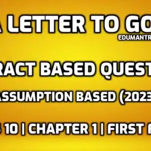 A Letter to God Extract Based Questions MCQ edumantra.net