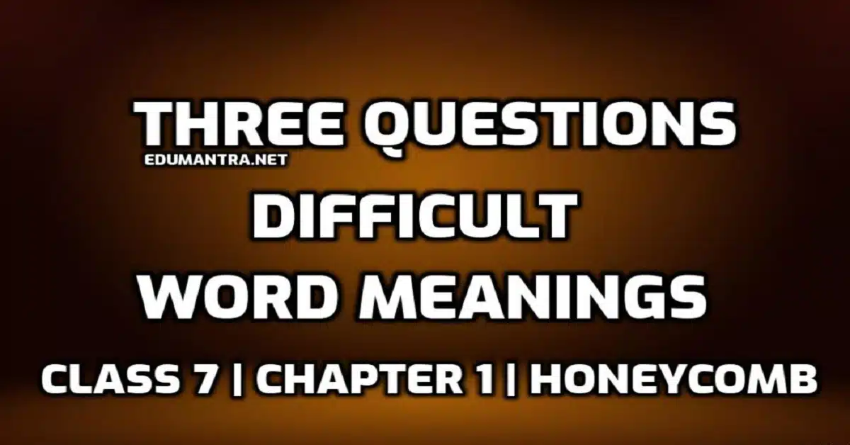 Three Questions Word Meaning with Hindi edumantra.net