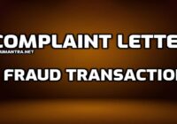 Fraud Transaction Complaint Letter edumantra.net