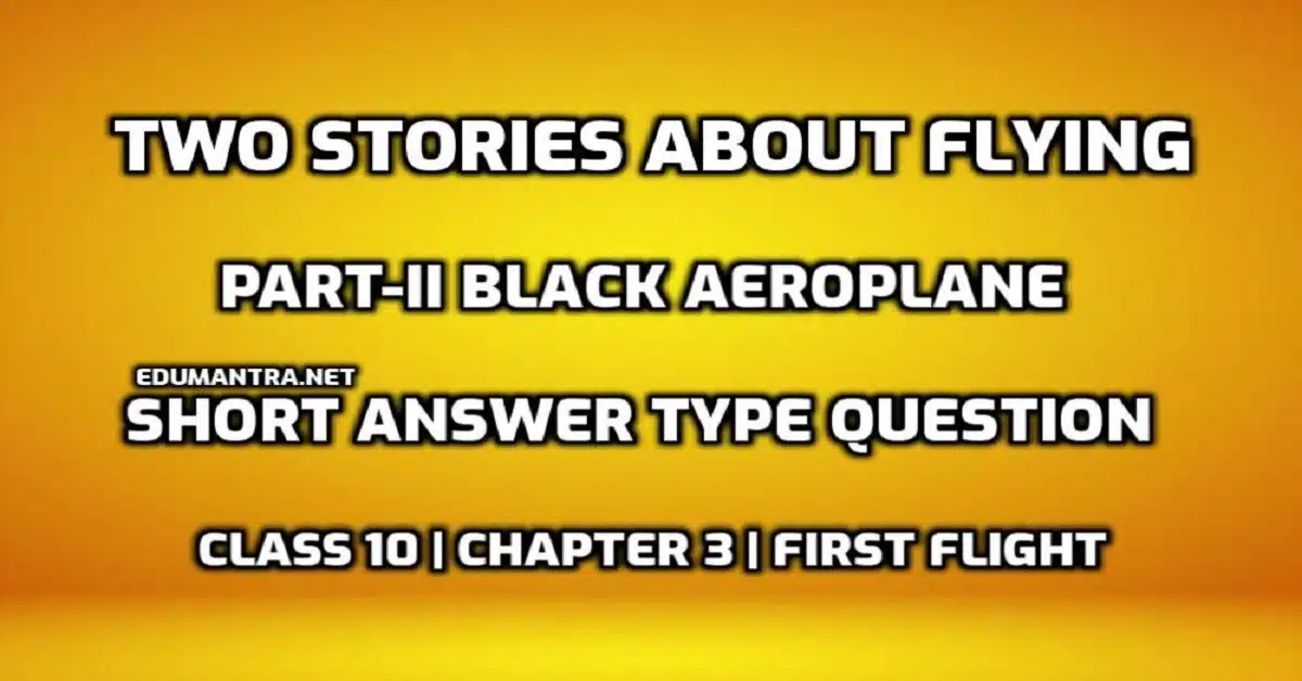 Two Stories About Flying Part-II Black Aeroplane Short Answer Type Question edumantra.net