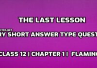 The Last Lesson Very Short answer Type Question edumantra.net