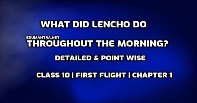 What did Lencho do throughout the morning edumantra.net