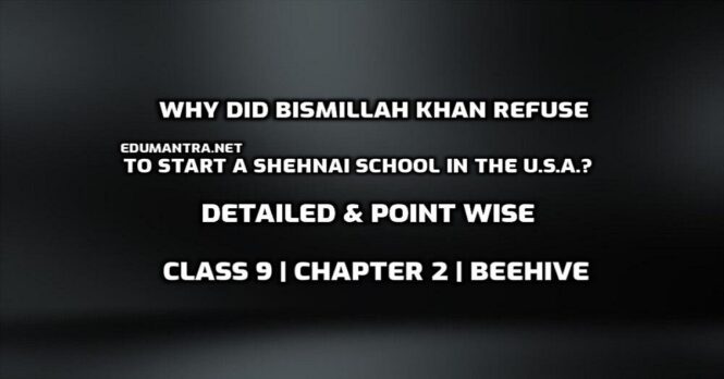 Why did Bismillah Khan refuse to start a shehnai school in the U.S.A. edumantra.net