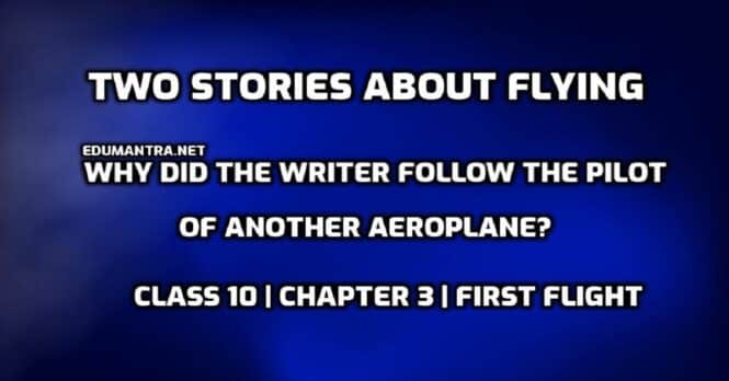 Why did the writer follow the pilot of another aeroplane edumantra.net
