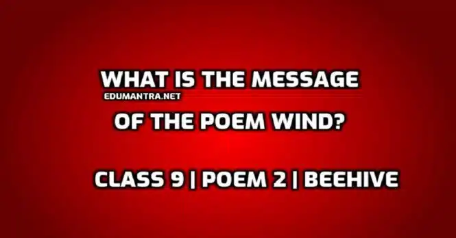 What is the message of the poem Wind edumantra.net