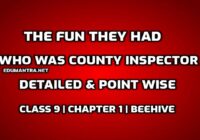 Who was county inspector in the fun they had edumantra.net