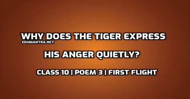 Why does the tiger express his anger quietly edumantra.net