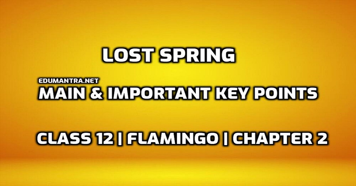 Lost Spring Value Points Class 12 Flamingo Main & Important Key