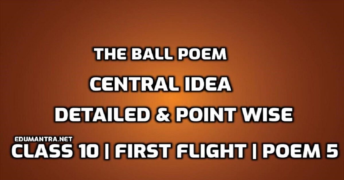 What is the central idea of the poem "The ball poem " Class 10