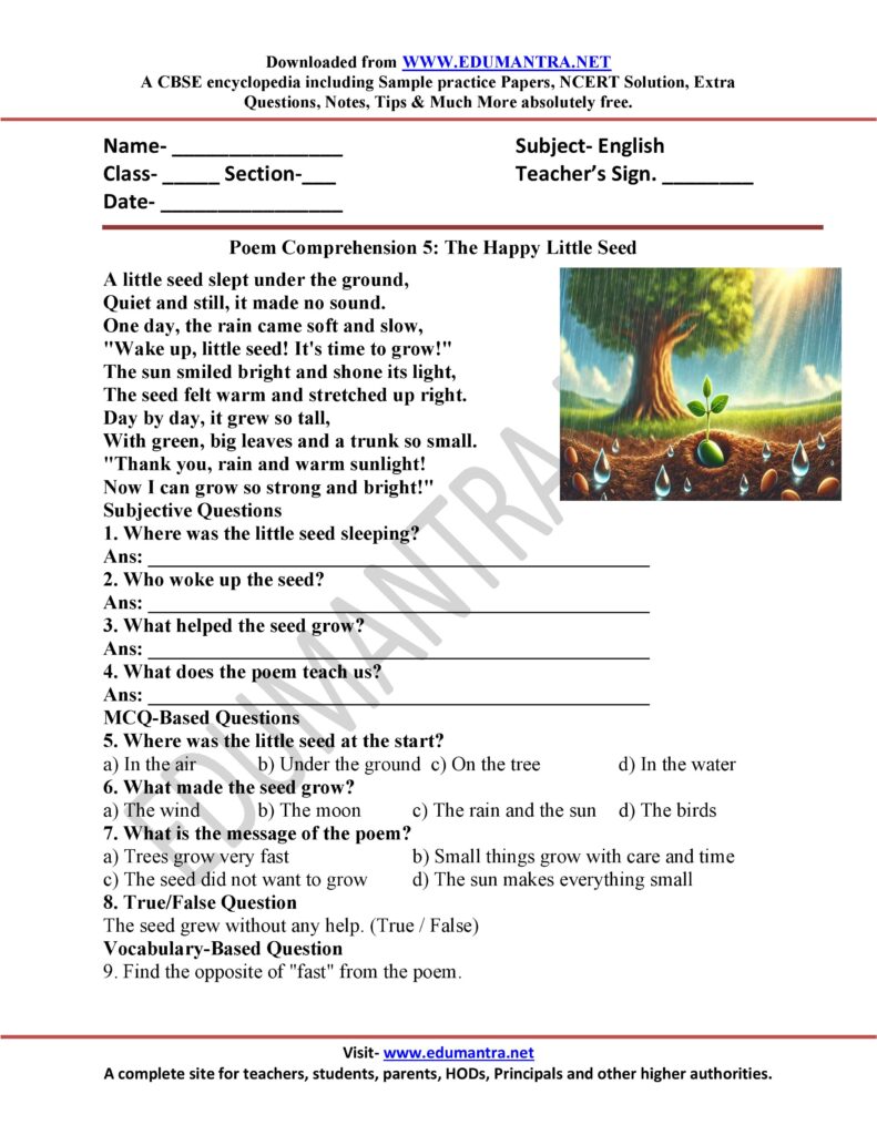 Unseen Poem with Questions & Answers