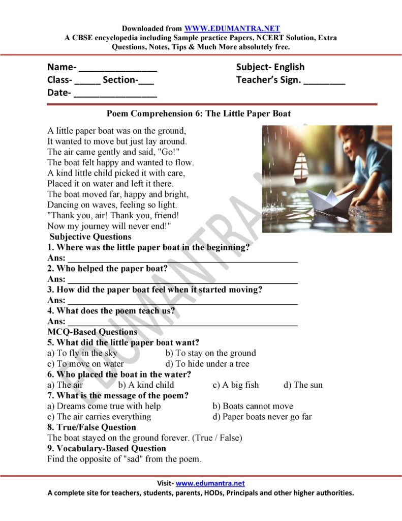 Unseen Poem with Questions & Answers